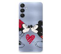 Case Compatible with Samsung Galaxy A25 5G Official Disney Mickey and Minnie Kiss to Protect Your Mobile Phone. Transparent Silicone Flexible Case with Official Licensed Disney Classics