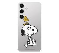 Case Compatible with Samsung Galaxy S24 Official Peanuts Woodstock and Snoopy to Protect Your Mobile Phone. Transparent Silicone Flexible Case with Official Snoopy License