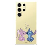 Case Compatible with Samsung Galaxy S24 Ultra Official Disney Angel & Stitch Kiss to Protect Your Mobile Phone, Transparent Silicone Case with Official Licence by Lilo & Stitch