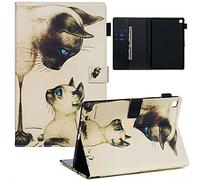 Case Compatible with Samsung Galaxy Tab S5e 10.5 2019 SM-T720 / T725, Colorful and Stylish PU Leather Wallet Flip Bookstyle Magnetic Stand Tablet Case with Card Slot Protective Cover, Two cats