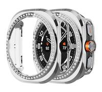Case Compatible with Samsung Galaxy Watch Ultra 47 mm LTE Bling Diamond Case PC Bumper Protective Cases Women Girls Crystal Shining Rhinestone Cases Smartwatch Accessory Case (Silver, 47 mm)