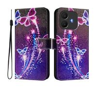 Case Compatible With TCL K70 Power 4G/K70 4G shell PU Leather Flip Case 3D Creative Pattern Design Stand Wallet Protective Cover,Fireworks Butterflies