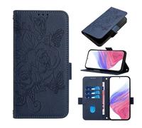 Case Compatible with UMIDIGI G100X 5G / G9X / Note 100X 5G, Rose Pattern PU Leather Wallet Case Flip Cover with RFID Blocking Card Slots Stand Magnetic Clasp Protective Case, Blue