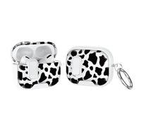 Case Compatible with with AirPods Pro 3 2025,Cute Cow Print Cover for AirPods Pro 3rd Gen with Built-in Phone Stand,One-Click Secure Lock & Carabinerl,Wireless Charging Keychain,Gift for Girls Women