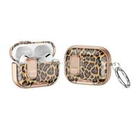 Case Compatible with with AirPods Pro 3 2025,Elegant Leopard Pattern Cover for AirPods Pro 3rd Gen with Built-in Phone Stand,One-Click Secure Lock & Carabiner,Wireless Charging,Gift for Girls Women