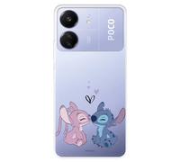 Case Compatible with Xiaomi Redmi 13C - Poco C65 Official Disney Angel & Stitch Kiss to Protect Your Mobile Phone. Transparent Flexible Silicone Case with Official Licence of Lilo & Stitch