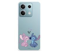 Case Compatible with Xiaomi Redmi Note 13 Pro 5G - Poco X6 Official Disney Angel & Stitch Kiss Transparent Silicone Case Flexible with Official License of Lilo & Stitch