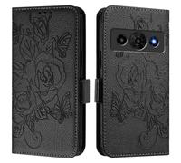 Case Compatible with ZTE Nubia P7 Pro 5G, Rose Pattern PU Leather Wallet Case Flip Cover with RFID Blocking Card Slots Stand Magnetic Clasp Protective Case for ZTE Nubia P7 Pro 5G, Black