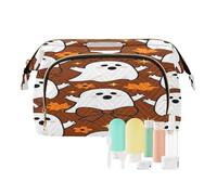 Case Cosmetic Makeup Bag Ghosts Coffee Brown Zipper Women's Coin Purse Wallet for Travel Toiletry