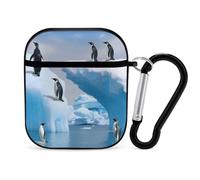 Case Cover Compatible with AirPods 2 & 1,Penguins On The Icebergprinted PC Hard Shell Shock Protective Cover for Apple AirPods 2 & 1 With Keychain Support Wireless Charging