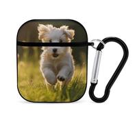 Case Cover Compatible with AirPods 2 & 1,Puppy Crossing The Grassprinted PC Hard Shell Shock Protective Cover for Apple AirPods 2 & 1 With Keychain Support Wireless Charging