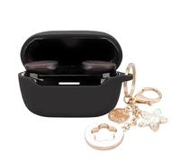 Case Cover Compatible with JBL Endurance Race 2 Earbuds, Ziseyoru Soft Silicone Protective Skin for JBL Endurance Race 2 Headphone with Bling Keychain Accessories for Women Girl (Black)