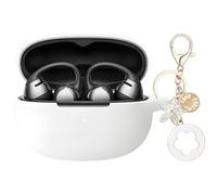 Case Cover Compatible with SHOKZ OpenDots ONE Earbuds, Soft Silicone Shockproof Protective Case for SHOKZ OpenDots ONE-Open-Ear Headphones with Bling Keychain Accessories for Women Girl (White)