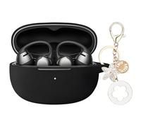 Case Cover Compatible with SHOKZ OpenDots ONE Earbuds, Soft Silicone Shockproof Protective Case for SHOKZ OpenDots ONE-Open-Ear Headphones with Bling Keychain Accessories for Women Girl (Black)