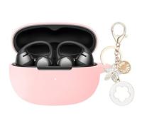 Case Cover Compatible with SHOKZ OpenDots ONE Earbuds with Bling Keychain | for OpenDots ONE Soft Silicone Shockproof Protective Case Accessories for Women Girl (Pink)