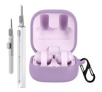 Case Cover Compatible with Sony LinkBuds Clip Earbuds, Ziseyoru Soft Silicone Sony LinkBuds Clip Open-Ear Protective Case with Cleaner Kit & Carabiner Keychain Accessories (Purple)