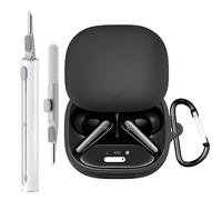 Case Cover Compatible with Soundcore Liberty 4 Pro by Anker, Soft Silicone Liberty 4 Pro Earbuds Protective Case with Cleaner Kit with Carabiner Keychain Accessories (Black)