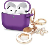 Case Cover for Apple Airpods 4 - VOTILE Airpods 4 Cases 2024 Cover Women Silicone iPods 4 Earbuds Wireless Accessorie Charging Cases Girl Bling Keychain for Airpod iPods 4th Generation - Dark Purple