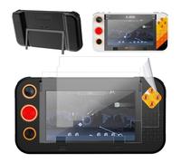 Case Cover for My Arcade Atari Gamestation Go Handheld Game Console with 2 Pack PET Screen Protector, Slim Soft Silicone Protective Skin Case, Anti-Scratch,Shockproof,Black