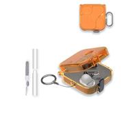 Case Cover for Nothing Ear 3 Earbuds, WUNIAK Clear Soft TPU Protective Case with Secure Lock Buckle, Keychain & Cleaner Kit, Shockproof Slim Fit Skin,Transparent Orange