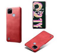 Case Cover for OPPO Realme C25Y,Plastic imitation leather design,Anti-Slip And Fall Protection,Fingerprint Resistance,Simple solid color back case-Red