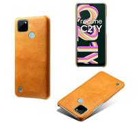 Case Cover for OPPO Realme C25Y,Plastic imitation leather design,Anti-Slip And Fall Protection,Fingerprint Resistance,Simple solid color back case-Orange