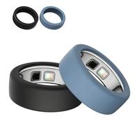 Case Cover for Oura Ring 5,Silicone Ring Protector Cover,Anti-Scratch Bumper Case for Smart Fitness Tracker,Ultra-Thin Protective Sleeve for Daily Workout Gym (Black+Light Blue, 9-11 (M Size))