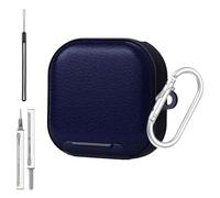 Case Cover for Samsung Galaxy Buds 4 pro/Buds 4 with Secure Lock & Phone Stand,TPU+PC Protective Cover with Keychain & Lanyard and Cleaner Kit,Leather Texture, Blue