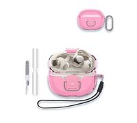 Case Cover for SHOKZ OpenDots ONE - Open-Ear Headphones,WUNIAK Upgraded Design Soft TPU Protective Cover,Drop Protection Shockproof with Keychain and Cleaning Kit, Transparent Pink