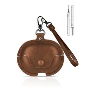 Case Cover for SHOKZ OpenDots One - Vintage Leather Protective Sleeve, Shockproof Portable Design with Keychain & Earphone Cleaner Kit (Brown)