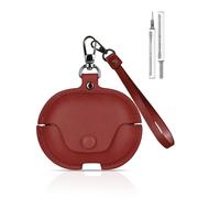 Case Cover for SHOKZ OpenDots One - Vintage Leather Protective Sleeve, Shockproof Portable Design with Keychain & Earphone Cleaner Kit (Red)