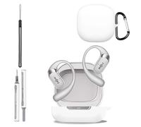 Case Cover for SHOKZ OpenFit 2+,Silicone Protective Cover for SHOKZ OpenFit 2+,Full-Body Shockproof Cover with Scratch Protection,with Keychain&Lanyard and Cleaner Kit,White