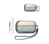 Case Cover for Technics EAH-AZ100 Wireless Earbuds,WUNIAK Clear Soft TPU Protective Cover with Keychain and Cleaner Kit for Women Men Shockproof Skin,Gradient Blue