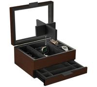 CASE ELEGANCE 8 Slot Watch Box Case Organizer for Men, Cherry Wood Walnut Finish, Watch Display Case, Modular Valet Tray, Apple Watch Compatible with Apple Watch Stand- Brown