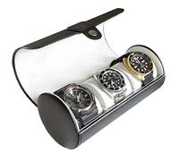 CASE ELEGANCE Classic Black Vegan Faux Leather Watch Roll Organizer