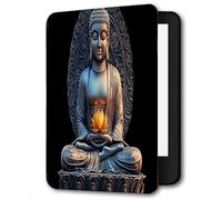 Case Fit Kindle Leather Cover (7th Generation,2014 Releases)-PU Leather Smart Shell Cover Case for Kindle 2014 E-reader,Lotus Stone Statue