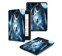 Case Fits 7“ Kindle Oasis (9th and 10th Generation ONLY,2017 and 2019 Release),Premium Ultra Lightweight Shell Cover with Auto Wake/Sleep,Dreamcatcher White Wolf