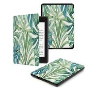 Case Fits 7“ Kindle Oasis (9th and 10th Generation ONLY,2017 and 2019 Release),Premium Ultra Lightweight Shell Cover with Auto Wake/Sleep,Tropical Green Leaves