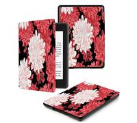 Case Fits 7“ Kindle Oasis (9th10th Generation ONLY,20172019 Release),Premium Ultra Lightweight Shell Cover with Auto Wake/Sleep Red Red And White Chrysanthemum