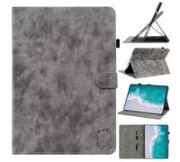 Case Fits Honor Pad X8a/ Pad X9 2024, Premium PU Leather Embossed Tiger Slim Folding Stand Shell Multiple Viewing Angles Cover with Auto Wake/Sleep - grey