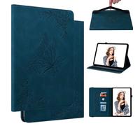 Case Fits iPad Air 11 Inch Case M2 2024, Premium PU Leather Embossed Butterfly Slim Folding Stand Shell Multiple Viewing Angles Cover with Auto Wake/Sleep - blue
