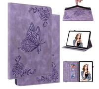 Case Fits iPad Air 11 Inch Case M2 2024, Premium PU Leather Embossed Butterfly Slim Folding Stand Shell Multiple Viewing Angles Cover with Auto Wake/Sleep - Purple