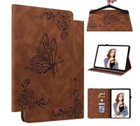 Case Fits Xiaomi Pad 7, Premium PU Leather Embossed Butterfly Slim Folding Stand Shell Multiple Viewing Angles Cover with Auto Wake/Sleep - Brown