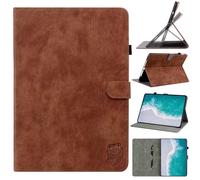 Case Fits Xiaomi Pad 7, Premium PU Leather Embossed Tiger Slim Folding Stand Shell Multiple Viewing Angles Cover with Auto Wake/Sleep - brown