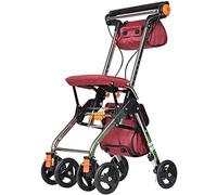 Case Folding Upright Rollator Walker with Seat, Walking Aids for Disabled People,Portable Rolling Mobility Walking Aid with Storage Bag and Double Brake System for Elderly