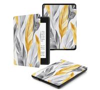 Case for 10.2-inch Kindle Scribe (2024/2022 Released),Slim Lightweight Premium PU Leather Cover Auto Wake/Sleep for 10.2” Kindle Scribe E-Reader Grey Personalized Banana Leaf