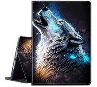 Case for 10.2" Kindle Scribe (2022 & 2024 Release), Adjustable Folio Anti-Slide Stand Smart PU Leather Cover Case with Auto Wake/Sleep for Kindle Scribe 10.2'',Blue Wolf Howling -32