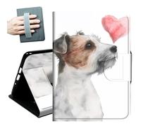 Case for 10.2" Kindle Scribe (2024/2022 Released) with Hand Straps and Auto Wake/Sleep Leather Multiple Angles Stand Smart Cover for 10.2" Amazon Kindle Scribe 2024/2022,Love Heart Dog