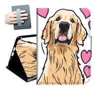 Case for 10.2" Kindle Scribe (2024/2022 Released) with Hand Straps and Auto Wake/Sleep Leather Multiple Angles Stand Smart Cover for 10.2" Amazon Kindle Scribe 2024/2022,Cute Love Heart Dog