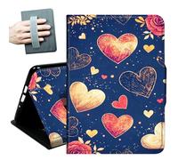 Case for 10.2" Kindle Scribe (2024/2022 Released) with Hand Straps and Auto Wake/Sleep Leather Multiple Angles Stand Smart Cover for 10.2" Amazon Kindle Scribe 2024/2022,Red Love Heart Flowers